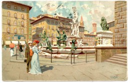 Firenze, Fontana Del Nettuno, Ca. 1908, A. Zardo - Firenze (Florence)