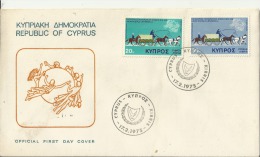 CYPRUS 1975 - FDC -100 YEARS UPU - UNIVERSAL POSTAL UNION  DES 2 W 2 STS OF 20-40????? POSTM CYPRUS FEB 17 1975 RECYP11 - Covers & Documents