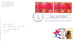 UNITED STATES OF AMERICA FIRST DAY COVER 09.01.2008 LUNAR NEW YEAR COMMERCIALLY POSTED FROM SAN FRANCISCO FOR INDIA - 2001-2010