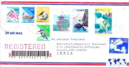 JAPAN REGISTERED COVER 2000 - POSTED FROM TAKAYANGI 5 FOR INDIA - Storia Postale
