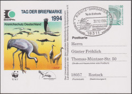 Allemagne 1994. Privatganzsache, Entier Postal Timbré Sur Commande. Protection De La Nature. Echassiers, WWF - Covers & Documents