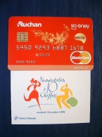 2 Postcard On Bank Phone Credit Cards Supermarket Auchan - France Italy - Andere & Zonder Classificatie