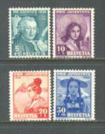 1938 SWITZERLAND PRO JUVENTUTE MICHEL: 331-334 MH * - Unused Stamps