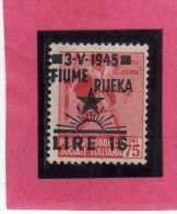 ITALY ITALIA OCCUPAZIONE FIUME TAMBURINI 1945 LIRE 16 SU 0,75 MNH VARIETA´ VARIETY SIGLATO SIGNED - Occ. Yougoslave: Fiume