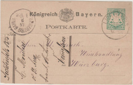 Bayern (Baviera) - 1875 - Postkarte - Postal Card - Entier Postal - 2 Pfennig - Viaggiata Da Lichtenfels Per Wurzburg - Otros & Sin Clasificación