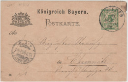 Bayern (Baviera) - 1896 - Postkarte - Postal Card - Entier Postal - 5 Pfennig - Viaggiata Da Steben Per Chemnitz - Otros & Sin Clasificación