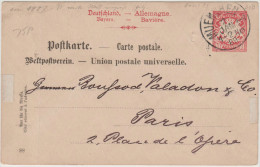 Bayern (Baviera) - 1889 - Postkarte UPU - Postal Card - Entier Postal - 10 Pfennig - Viaggiata Da München Per Paris - Otros & Sin Clasificación