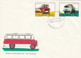 2133- BUSS, TRUCK, POLISH VEHICLES, COVER FDC, 1973, POLAND - Bus
