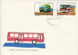 2132- BUSS, TRUCK, POLISH VEHICLES, COVER FDC, 1973, POLAND - Bus