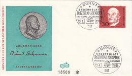 2168- ROBERT SCHUMANN, EUROPEAN PARLIAMENT PRESIDENT, COVER FDC, 1968, GERMANY - EU-Organe