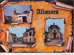 Allonnes.. Belle Multi-vues.. La Poste.. L'Eglise.. L'Hôtel-de-Ville.. Voiture Panhard PL 17 - Allonnes