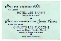 Carte Publicitaire - Meyrueis (Lozère) - Hôtel Les Sapins - FRANCO DE PORT - Sport & Tourismus