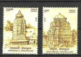 INDIA,  2013,  Architectural Heritage - Srikurmam & Arsavalli Temples Hindu Mythology ,  Set 2 V, MNH, (**) - Neufs