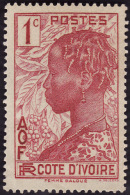 COTE D'IVOIRE   1936-38  -  Y&T  109    - Femme Baoule 1c  -  NEUF** - Ungebraucht