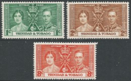 Trinidad & Tobago. 1937 KGVI Coronation. MH Complete Set. SG 243-5 - Trinidad & Tobago (...-1961)