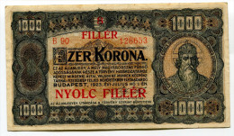 Hongrie Hungary Ungarn 1.000 Korona 1923 "" 8 Filler "" Overprint # 12 GOOD  GRADE - Hongarije