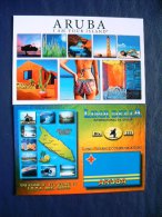 2 Postcards Aruba - Flag Map Lighthouse Cactus Beach - Aruba