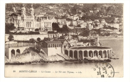 Cp, Monaco, Monte-Carlo, Le Casino, Le Tir Aux Pigeons, Voyagée 1918 - Casinò