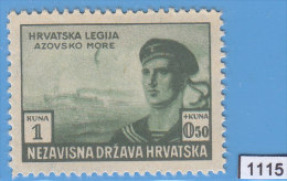 CROATIA NDH 1943; Mi: 107; MH; Croatian Legionars, Sailor At Sea Of Azov - Kroatië