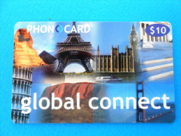 WORLD MONUMENTS Pisa Tower & Eiffel Tower & Egyptian Sphinx & Athens Parthenon ( IDT Rare Card ) Tour Eiffel Pisa Torre - Autres & Non Classés