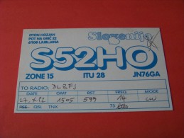 Slovenia      QSL  Karte  S52HO   Radio  27.X.?2      ( P - 14 ) - Radio