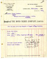 WESTMINSTER  -  LONDON  -  1922  -  THE MOND NICKEL COMPANY - United Kingdom