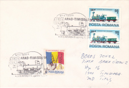 178A  ARAD - TIMISOARA TRAIN 1991 CANCELLATION,ROMANIAN REVOLUTION OVERPRINT STAMPS! EMERGECY ON COVER - Storia Postale