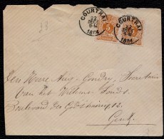 BELGIUM COVER 22 DECE 1884 COB / BOC 28 PAIR - COURTRAI VERS GENT - Lion Couché - 1869-1888 Liggende Leeuw