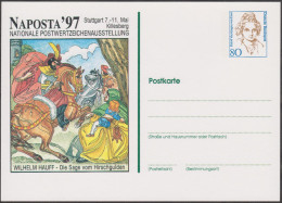 Allemagne 1997. Privatganzsache, Entier Postal Timbré Sur Commande. Naposta, La Légende Du Florin Au Cerf. Wilhelm Hauff - Ecrivains