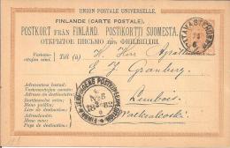 Fs047/  FINNLAND - Tavastehnhus 1882, Kleiner Einkreisstempel In Schwarz + Bahnstempel - Entiers Postaux