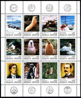 ARGENTINA ANTARTIDA 1986 Antarctic Bases & Polar Fauna, Sheetlet Of 12v** - Basi Scientifiche