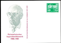 DDR PP16 C1/012 Privat-Postkarte JUGENDWETTBEWERB J.R.BECHER Magdeburg 1981 - Cartes Postales Privées - Neuves