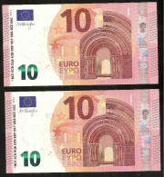 New Issue 2014!! Lot 2 Consecutive Numbers Greece  "Y" 10  EURO GEM UNC! Draghi Signature!!  "Y"   Printer  Y002C5! - 10 Euro