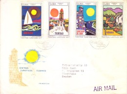 CUBA FIRST DAY COVER CENTROS TURISTICOS INIT 1970 - COMMERCIALLY POSTED FOR SWEDEN - Cartas & Documentos