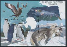 BRAZIL/Brasil 1990 Antarctic Program "PROANTAR" Souvenir Sheet** - Bases Antarctiques