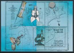 BRAZIL/Brasil 1988 ANTARTICA Scientific Expeditions Souvenir Sheet** - Onderzoeksstations