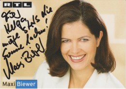 Authentic Signed Card / Autograph - German Actress / RTL TV Weather Presenter MAXI BIEWER - Autographs