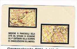 VATICANO (VATICAN) - C&C  6000 - V^ CENTENARIO SCOPERTA AMERICA - SCHEDA N.0 PRIMA EMESSA (NUOVA) - RIF. CP - Timbres & Monnaies