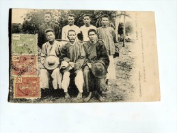 Carte Postale Ancienne : LAOS : Mandarins Laotiens Aux HUA PAHN , 3 Timbres - Laos