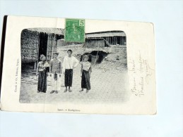 Carte Postale Ancienne : LAOS : Indigènes ,  Timbre - Laos