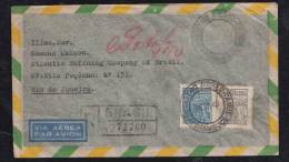 Brazil 1949 Registered Airmail Cover Recife To Rio De Janeiro - Storia Postale