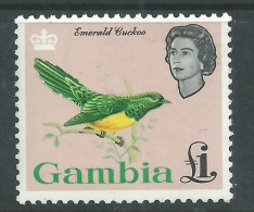 Gambie N° 180 X Série Courante : Oiseaux, 1 L Coucou Vert,  Trace De Charnière Sinon TB - Gambia (...-1964)