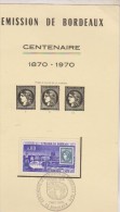 EMISSION DE BORDEAUX PREMIER JOUR 1970 - Lettres & Documents