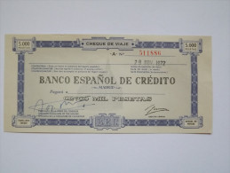 CHEQUE DE VOYAGE - ESPAGNE - BANCO ESPANOL DE CREDITO - 5000 PESETAS - 1972 - Assegni & Assegni Di Viaggio