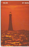 Isle Of Man, MAN 138, 2 £,   Chicken Rock  , Lighthouse, 2 Scans . - Faros