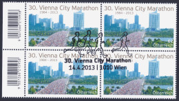 2013 AUSTRIA  "MARATONA DI VIENNA" QUARTINA ANNULLO PRIMO GIORNO - Used Stamps