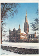 BF30476 Salisbury Cathedral In Winter  Uk Front/back Image - Salisbury