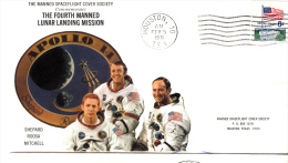 SPACE -   USA - 1971- APOLLO 14 4TH MANNED  MISSION  COVER   WITH  HOUSTON  POSTMARK - Estados Unidos