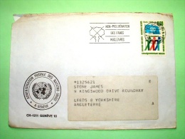 United Nations - Geneva Office 1975 Cover To England - Falag And XXX - Office In Geneva 30 Anniv. - Nuclear Weapons C... - Storia Postale