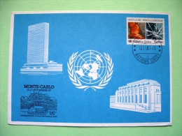 United Nations - Geneva Office 1987 Special Cancel Monte-Carlo On Postcard - No Drugs - Lettres & Documents